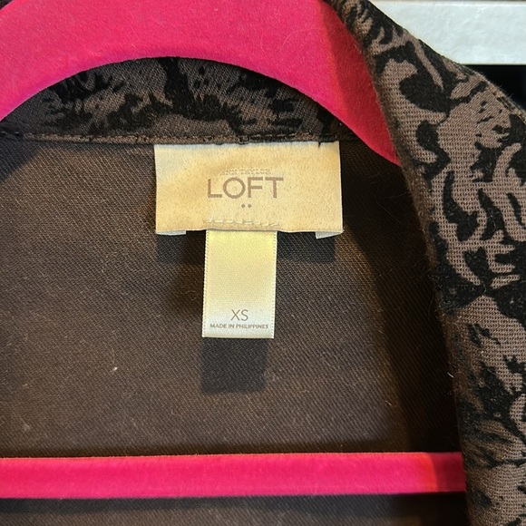 Loft brown/black velvety cinch waist front zipper 2 pocket light jacket size XS - Picture 2 of 3